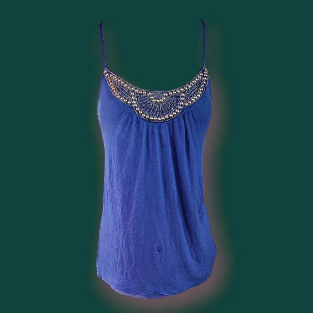 Vintage Candie’s Blue Beaded Cami Top Y2K Fairycore